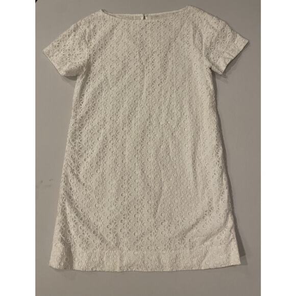 Kate Spade White Mini Dress 6 Small Eyelet Short Sleeve Shift $378 Bridal Cotton - Picture 3 of 10